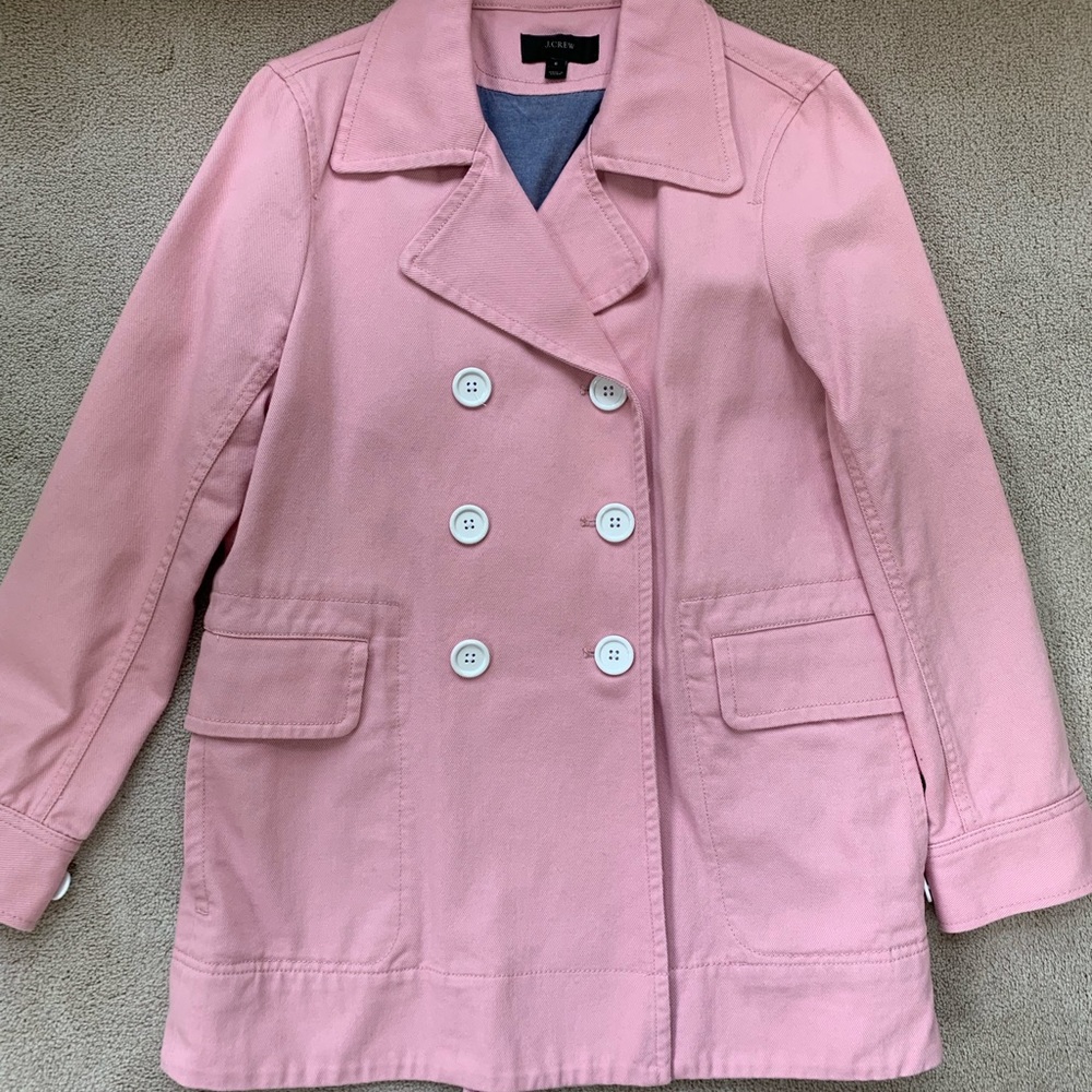 J Crew Pink Peacoat in Heavyweight Cotton Twill